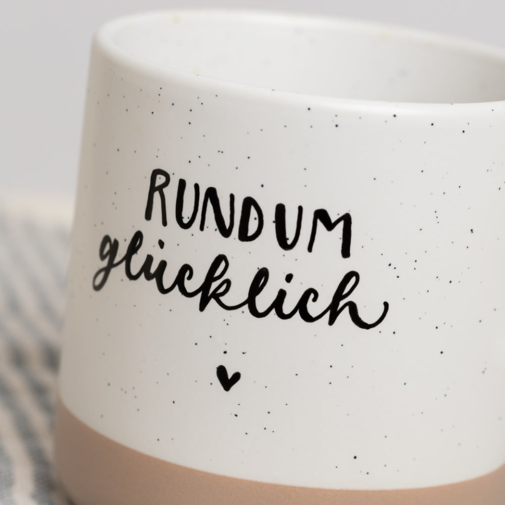 Keramikhäferl "rundum glücklich" handbeschrieben