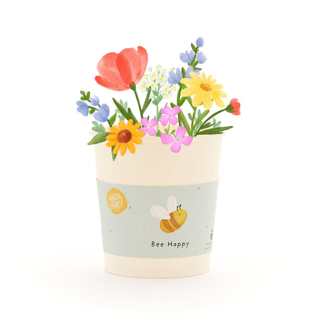 Blumensamen-Becher "Bee Happy"