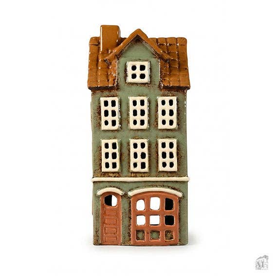 Keramikhaus "dunkelgrün", für Teelicht