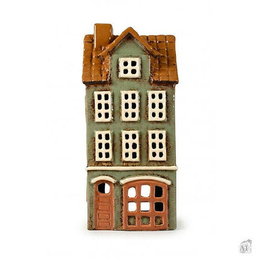 Keramikhaus "dunkelgrün", für Teelicht
