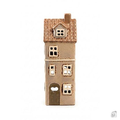 Keramikhaus "beige mit Herztüre"; für Teelicht