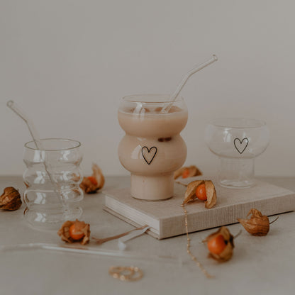 Glasstrohhalme, gebogen "Herz"