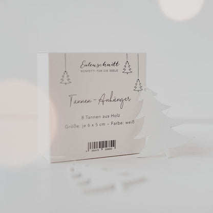 Holzanhänger "Tanne", weiß, 8 Stück