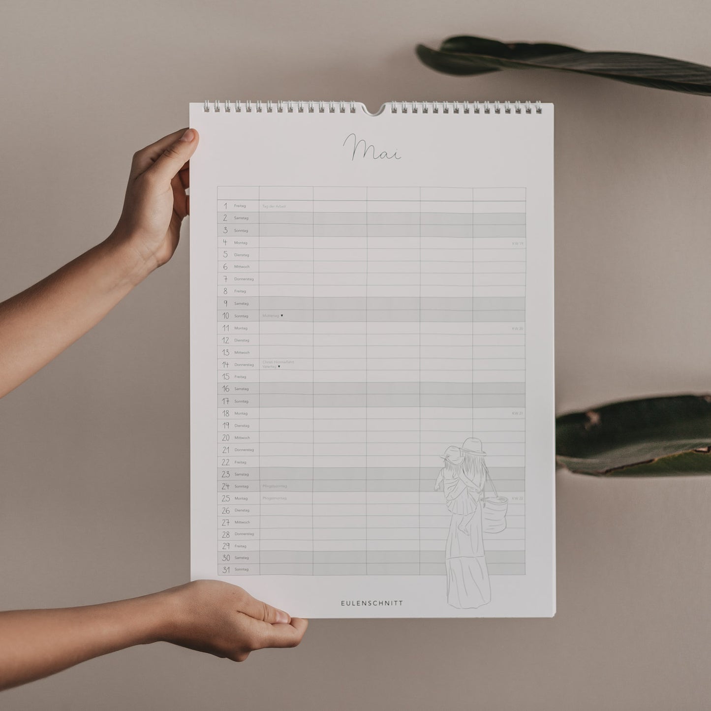 Familienkalender 2026, Eulenschnitt