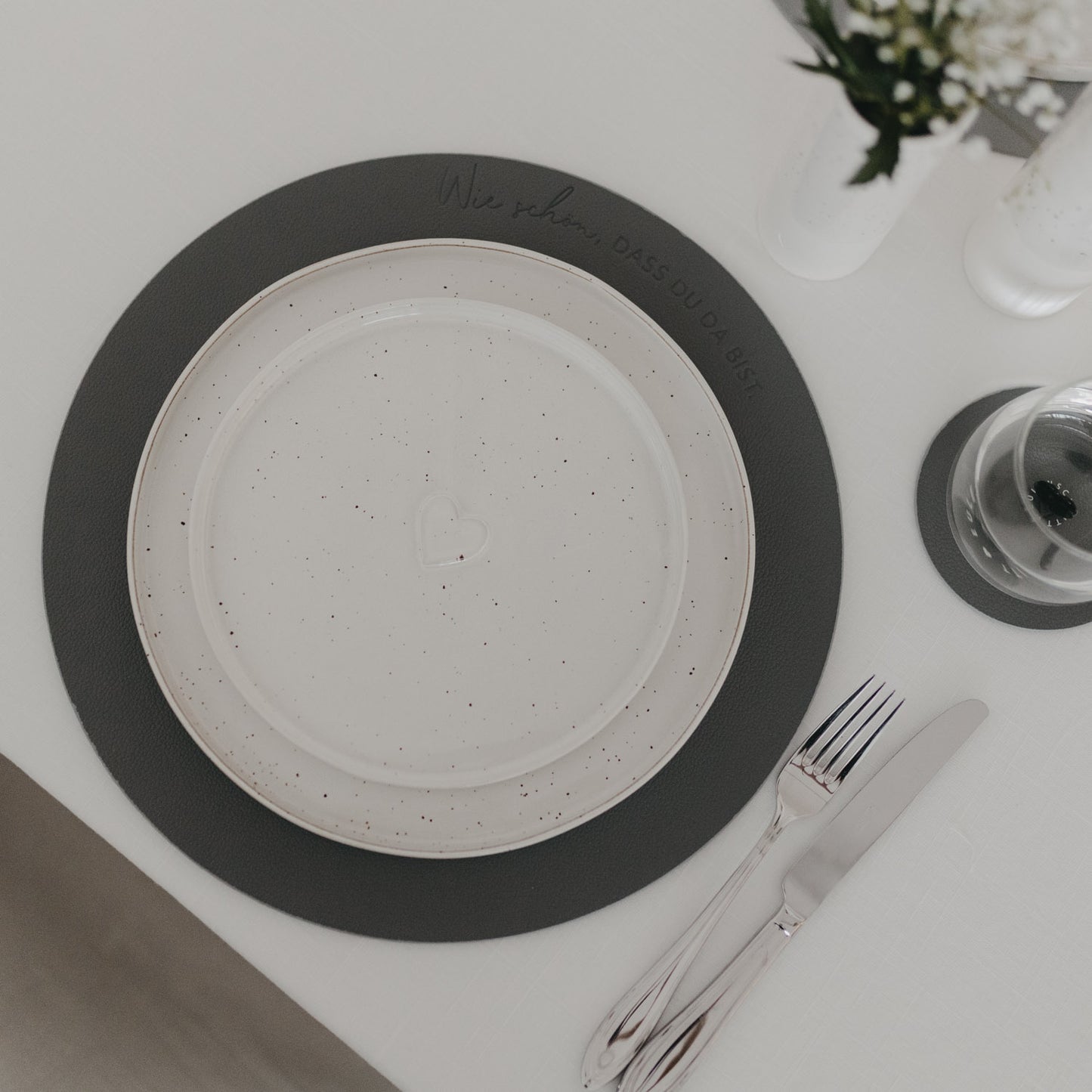 Wendbares Platzset "Wie schön", grau