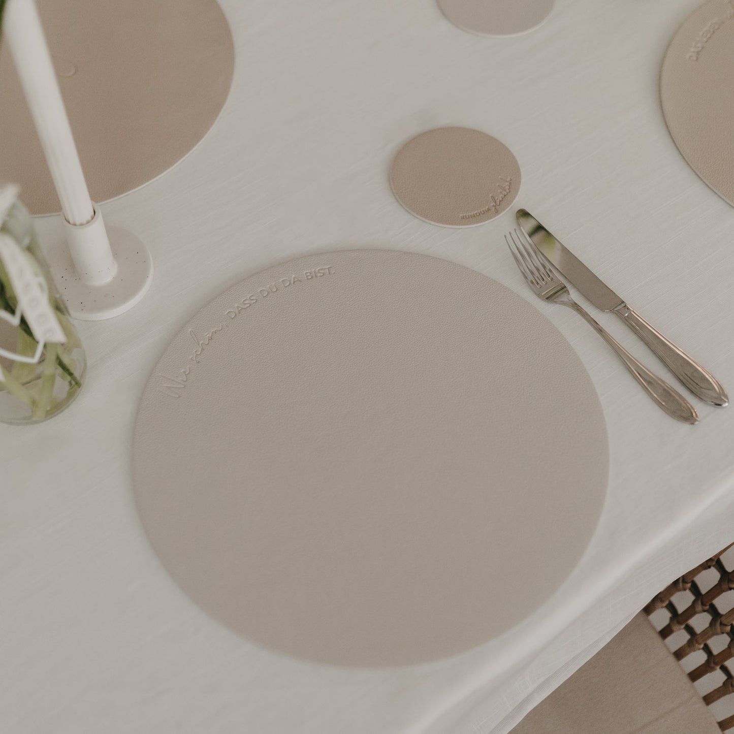 Wendbares Platzset "Wie schön" Creme