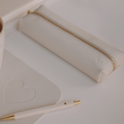 Federtasche "Herz creme"